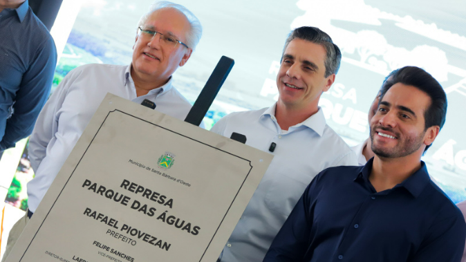 Foto: Prefeito Rafael Piovezan entrega nova Represa Parque das Águas, avanço histórico para o abastecimento em Santa Bárbara d’Oeste