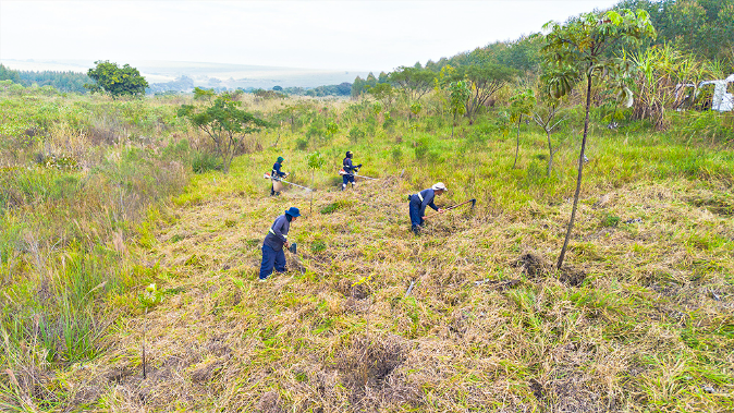 Foto: DAE de Santa Bárbara realiza manutenção em área de nascente da represa Areia Branca